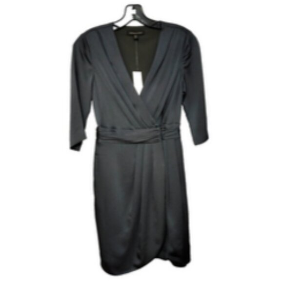 Banana Republic Charcoal Gray V-neck 3/4 Sleeve Wrap Dress Size 00P NWT - Picture 2 of 8